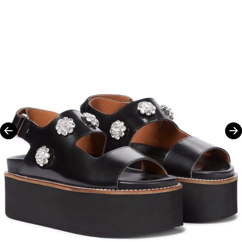 Ganni black polido deco platform sandal 38